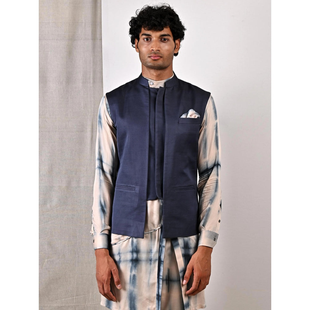Bohame Gregor Tie Dye Asymmetrical Kurta and Jacket (Set of 3)