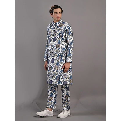 Bohame Daemyn Digital Print Off White & Blue Kurta (Set of 2)