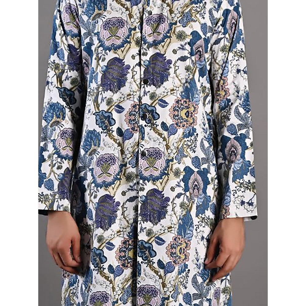 Bohame Daemyn Digital Print Off White & Blue Kurta (Set of 2)