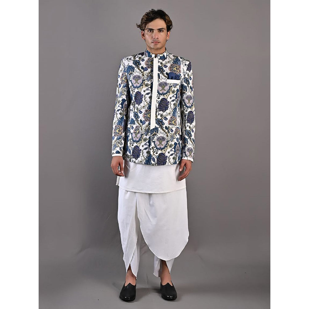 Bohame Off White Blodwyn Short Jacket with Kurta (Set of 3)