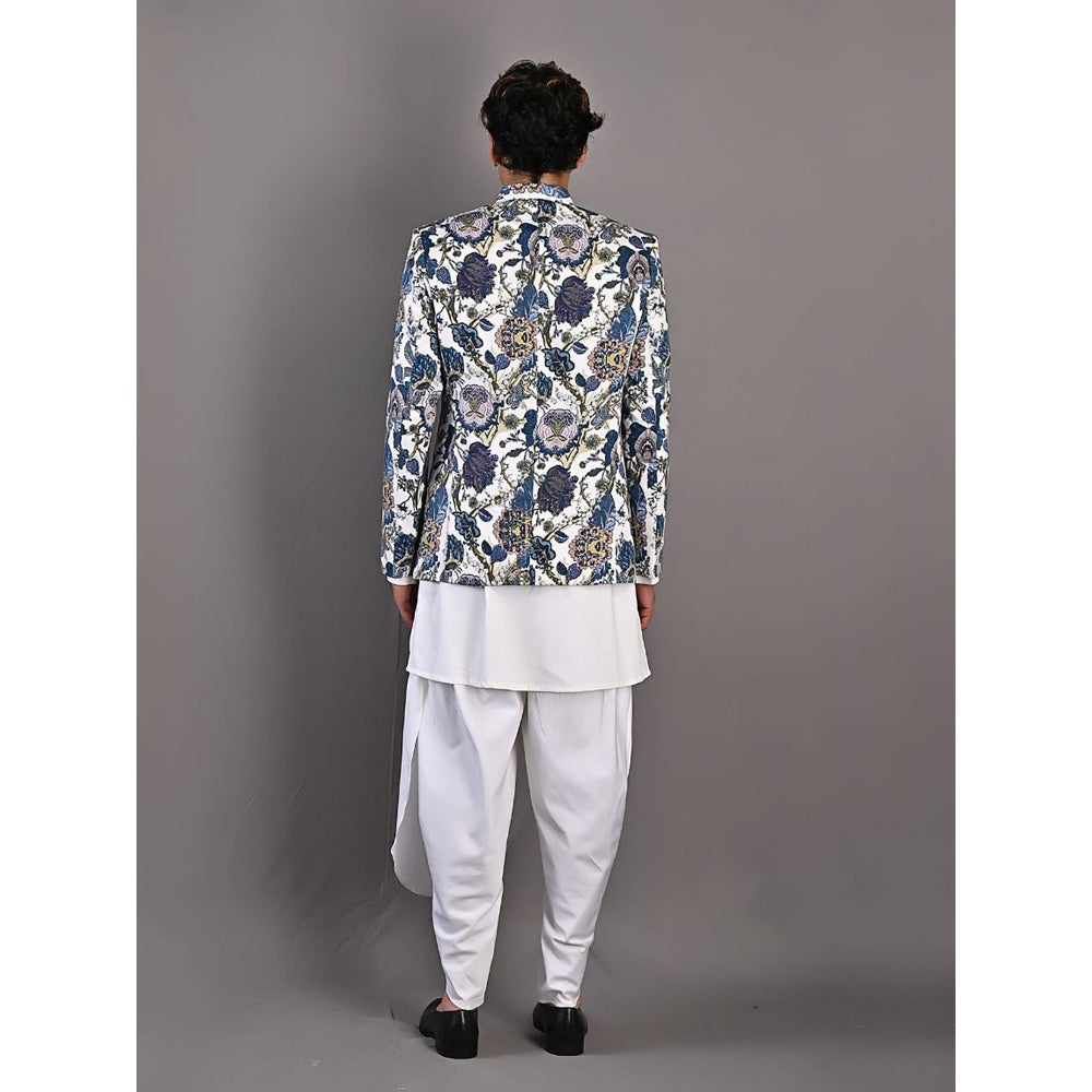 Bohame Off White Blodwyn Short Jacket with Kurta (Set of 3)