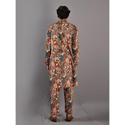 Bohame Quill Multi Maroon Kurta (Set of 2)