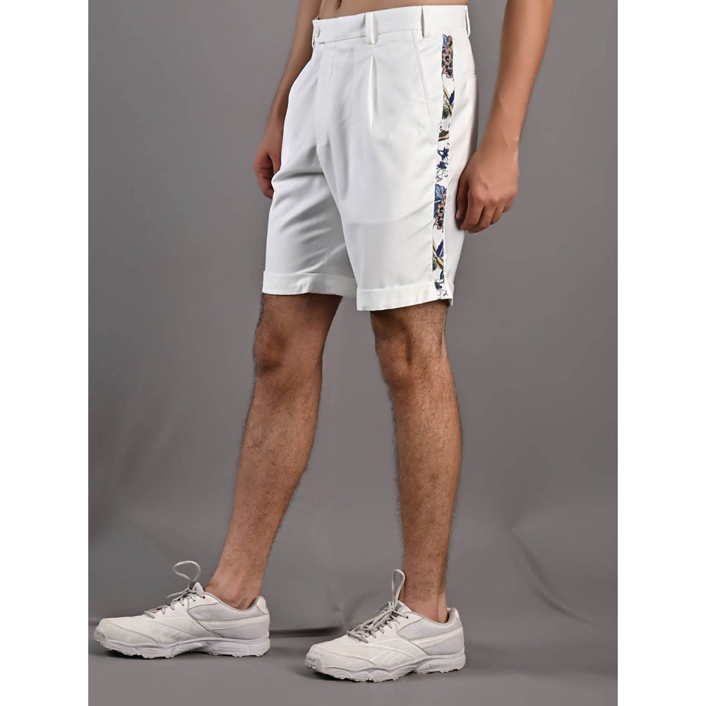 Bohame Caesar Digital Print White & Blue Shirt and Shorts (Set of 2)