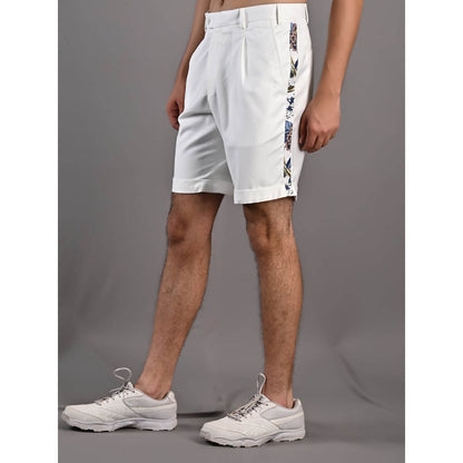 Bohame Caesar Digital Print White & Blue Shirt and Shorts (Set of 2)