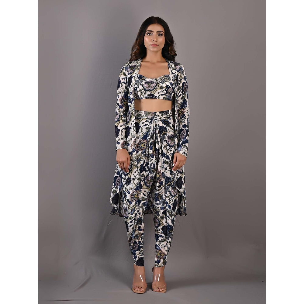 Bohame Cynthia Multi-Blue & Off White Dhoti (Set of 3)