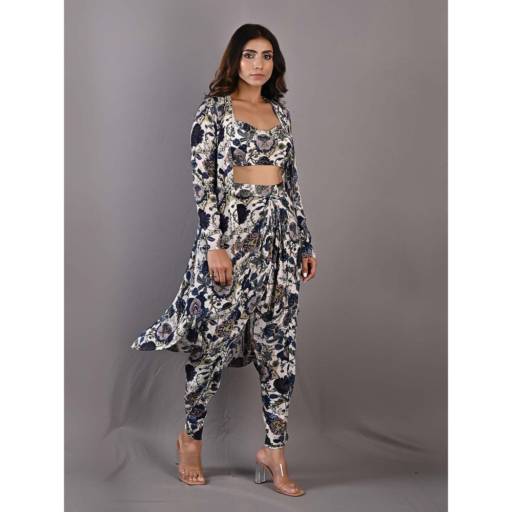 Bohame Cynthia Multi-Blue & Off White Dhoti (Set of 3)