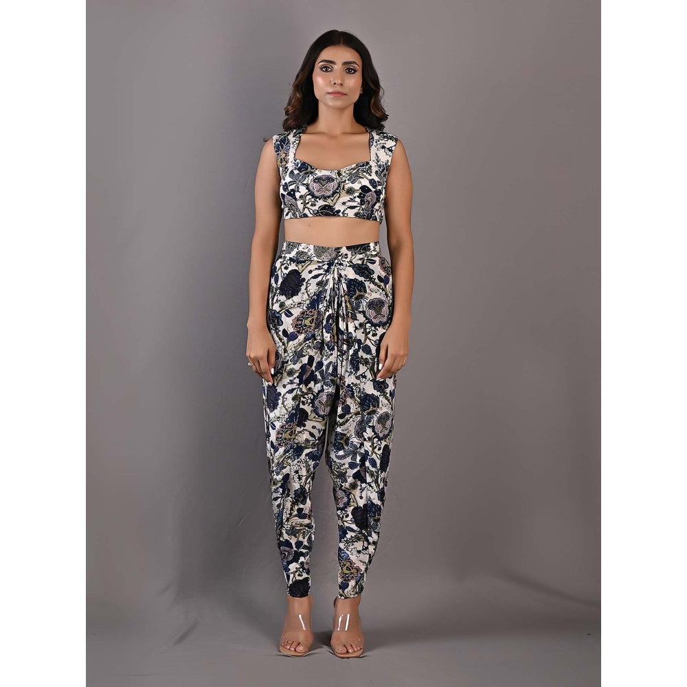 Bohame Cynthia Multi-Blue & Off White Dhoti (Set of 3)