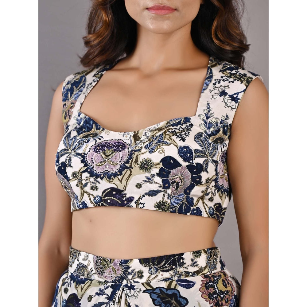 Bohame Cynthia Multi-Blue & Off White Dhoti (Set of 3)