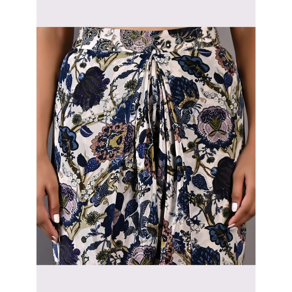 Bohame Cynthia Multi-Blue & Off White Dhoti (Set of 3)