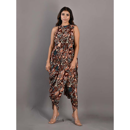 Bohame Evanthe Multi-Maroon Concept Saree with Stitched Blouse