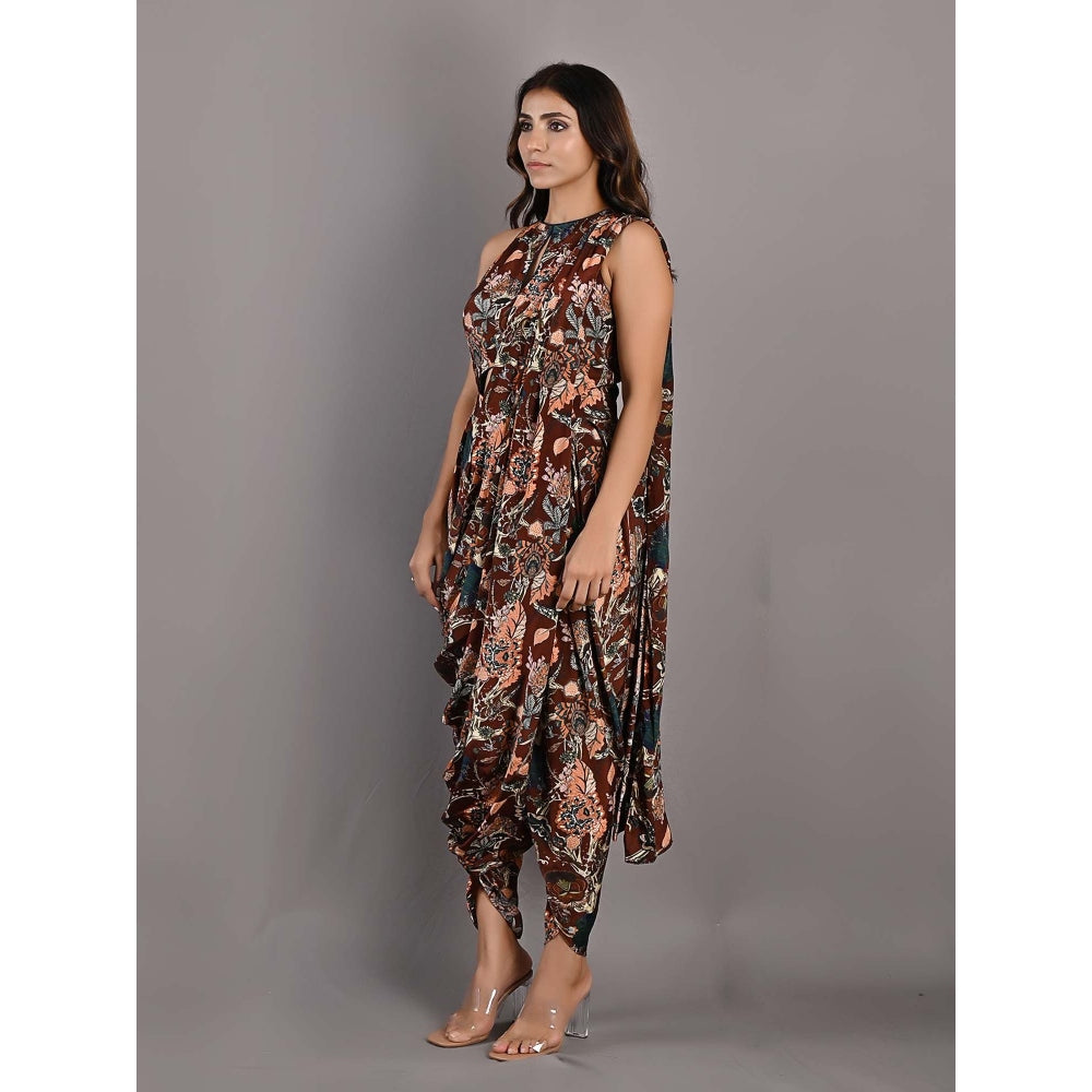 Bohame Evanthe Multi-Maroon Concept Saree with Stitched Blouse