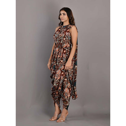 Bohame Evanthe Multi-Maroon Concept Saree with Stitched Blouse