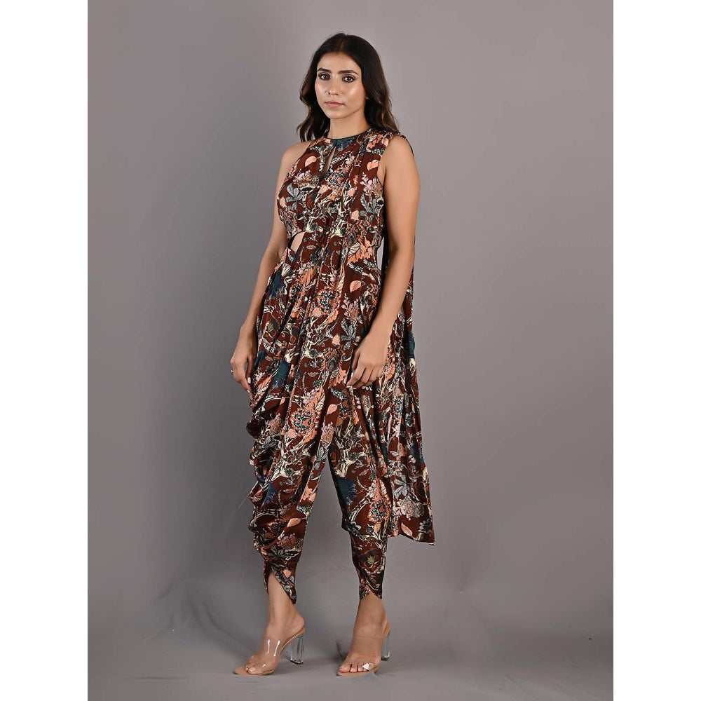 Bohame Evanthe Multi-Maroon Concept Saree with Stitched Blouse