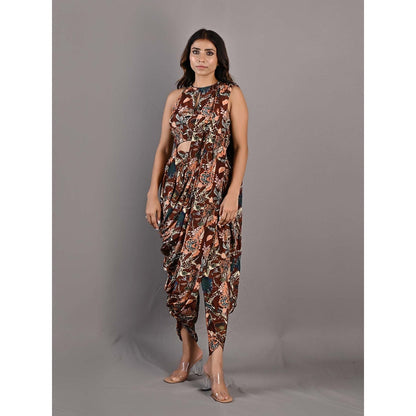 Bohame Evanthe Multi-Maroon Concept Saree with Stitched Blouse