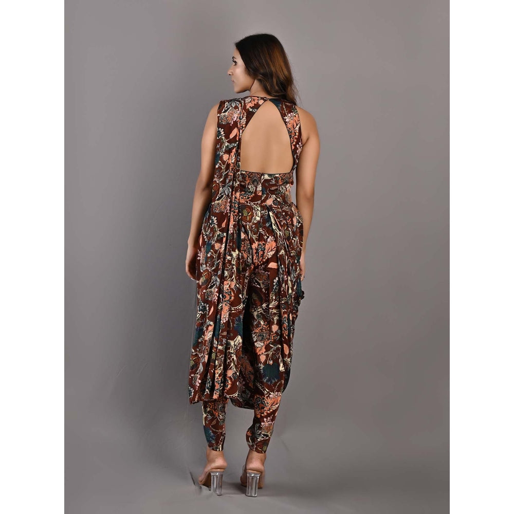 Bohame Evanthe Multi-Maroon Concept Saree with Stitched Blouse