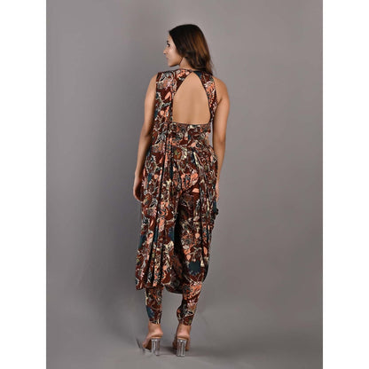 Bohame Evanthe Multi-Maroon Concept Saree with Stitched Blouse