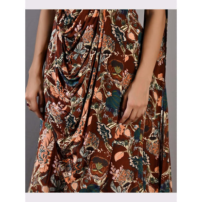 Bohame Celandine Multi & Teal Concept Saree with Stitched Blouse