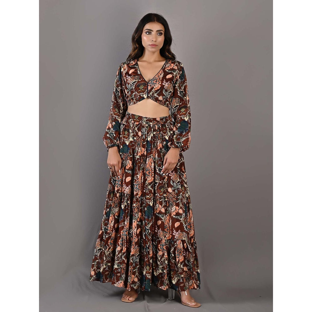 Bohame Zahara Multi-Maroon Sharara (Set of 2)