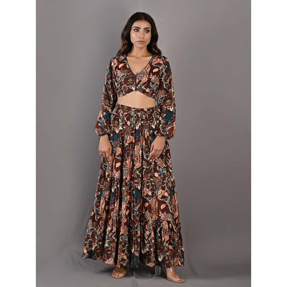 Bohame Zahara Multi-Maroon Sharara (Set of 2)