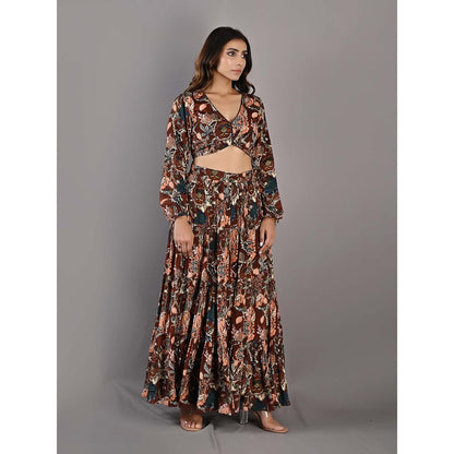 Bohame Zahara Multi-Maroon Sharara (Set of 2)