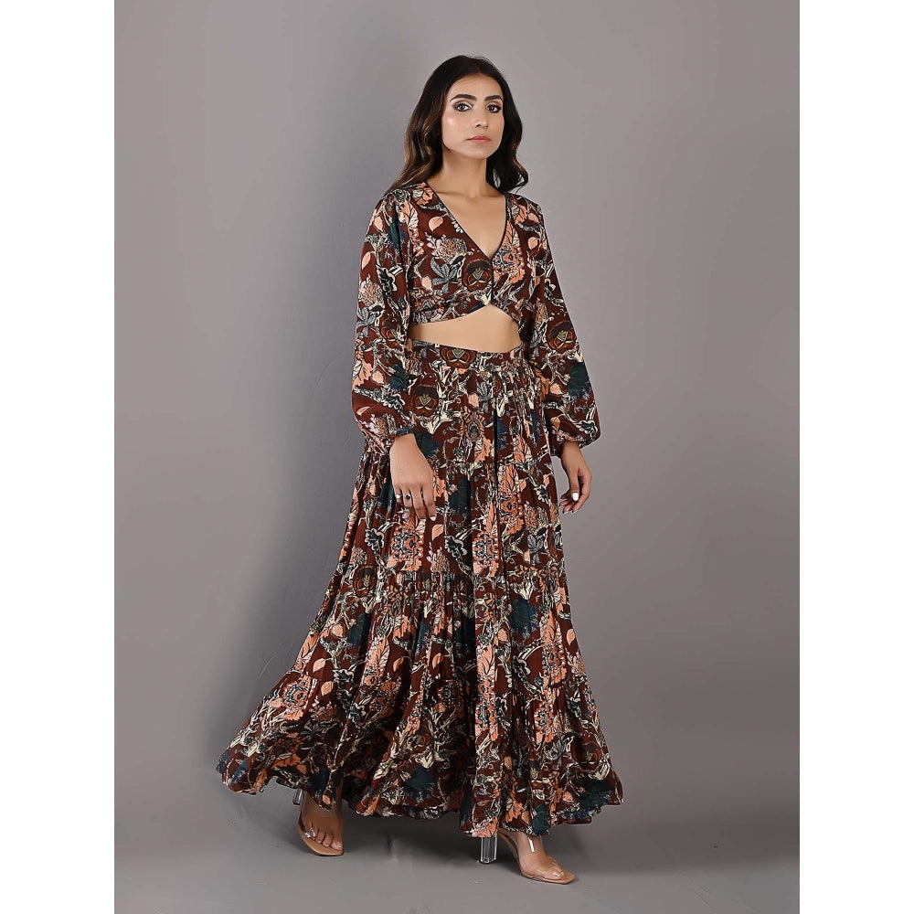 Bohame Zahara Multi-Maroon Sharara (Set of 2)
