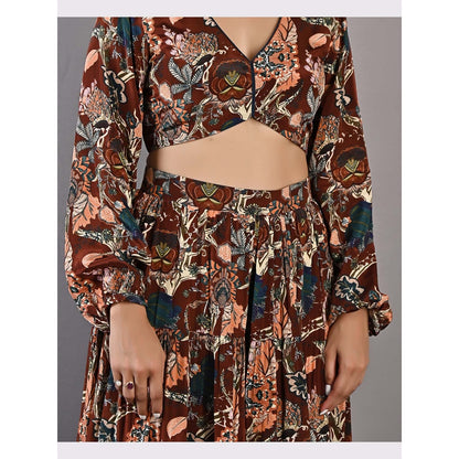 Bohame Zahara Multi-Maroon Sharara (Set of 2)