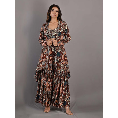 Bohame Rayn Maroon Cape & Sharara (Set of 3)