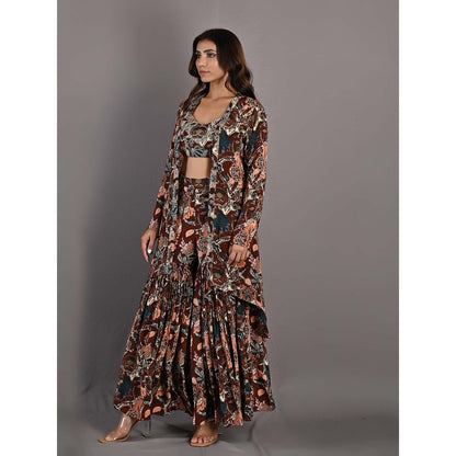 Bohame Rayn Maroon Cape & Sharara (Set of 3)