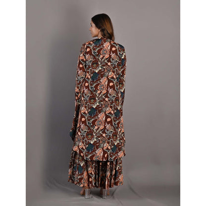 Bohame Rayn Maroon Cape & Sharara (Set of 3)