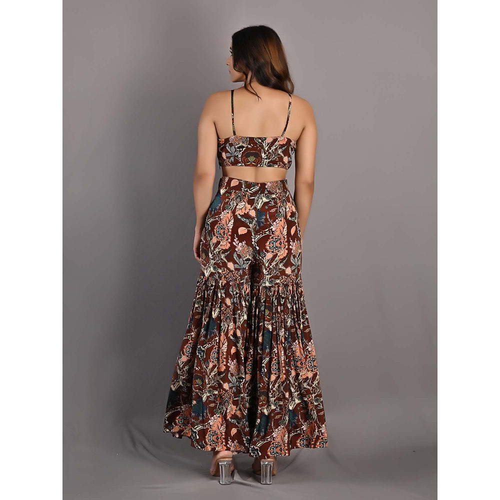 Bohame Rayn Maroon Cape & Sharara (Set of 3)