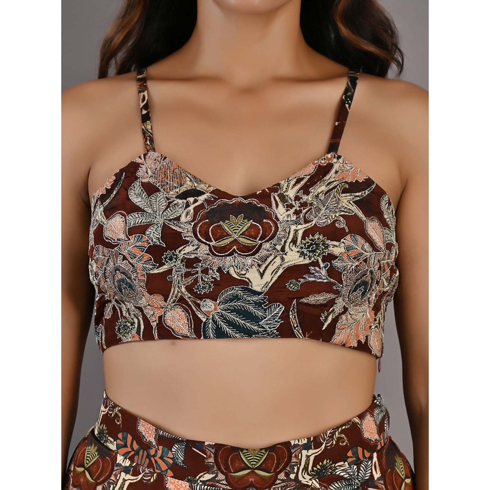 Bohame Rayn Maroon Cape & Sharara (Set of 3)