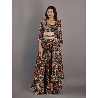 Bohame Zaria Maroon Lehenga (Set of 4)