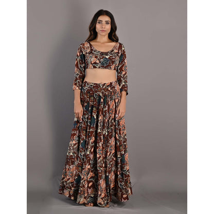 Bohame Zaria Maroon Lehenga (Set of 4)