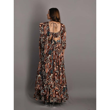 Bohame Zaria Maroon Lehenga (Set of 4)