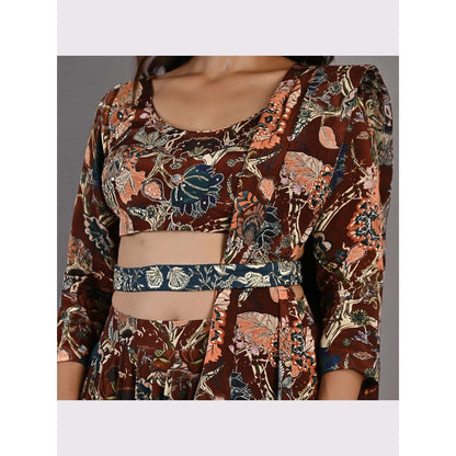 Bohame Zaria Maroon Lehenga (Set of 4)