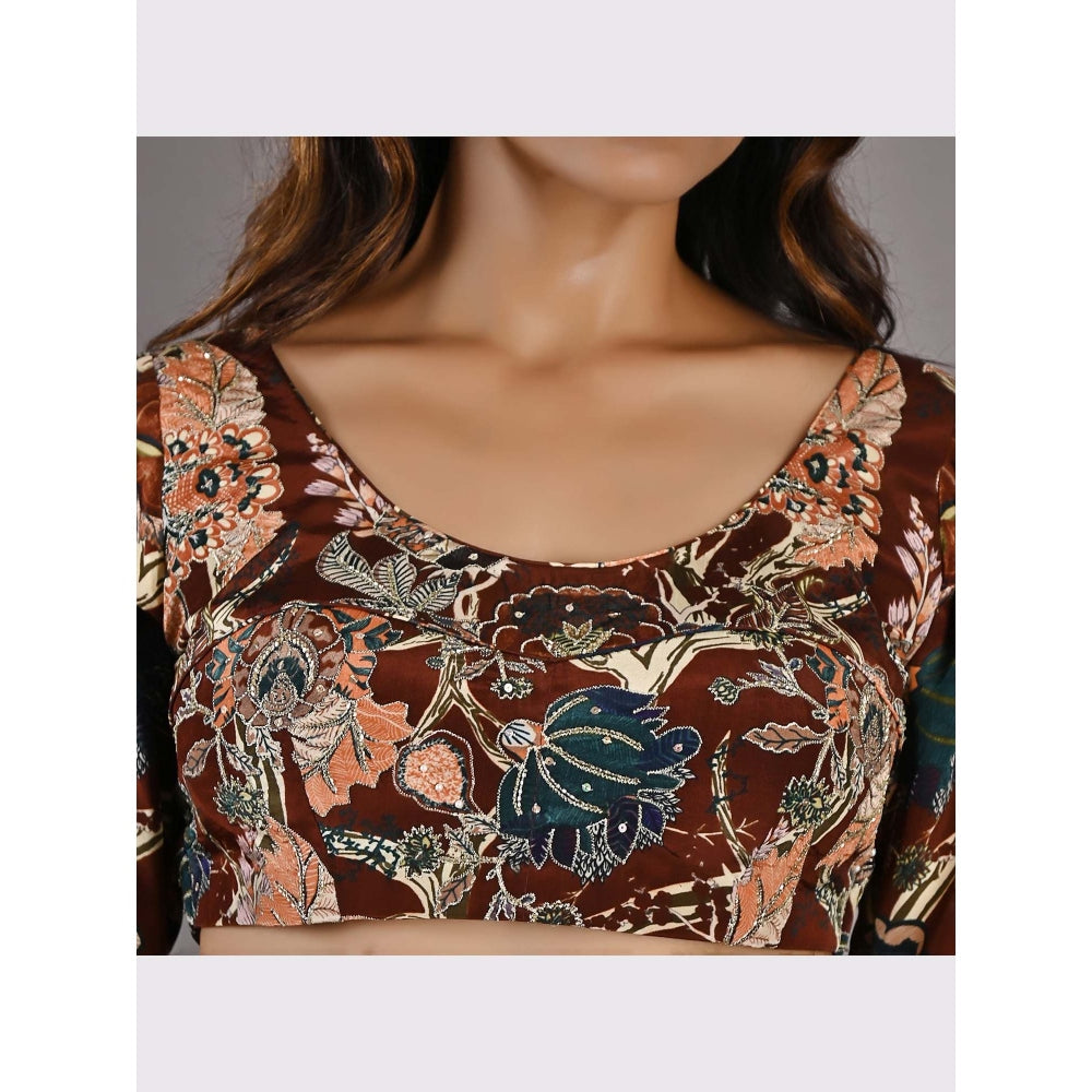 Bohame Zaria Maroon Lehenga (Set of 4)