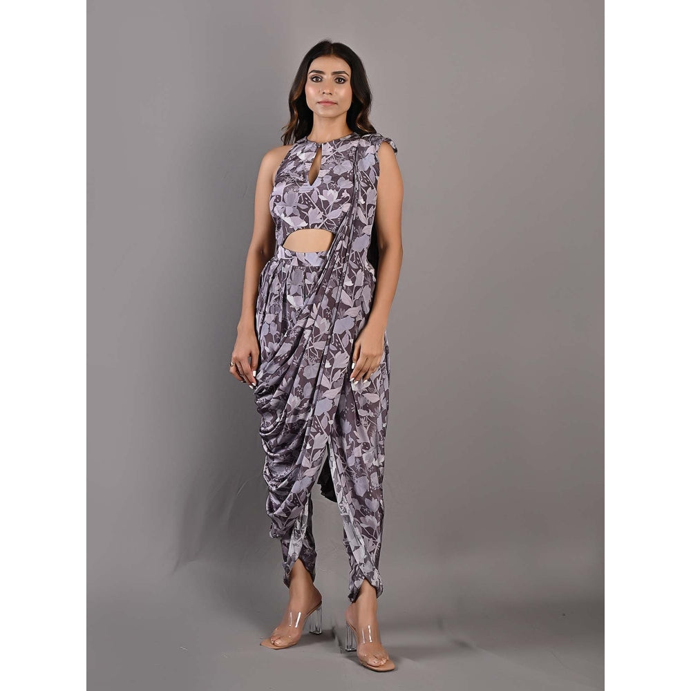 Bohame Camellia Purple & Mauve Concept Saree with Stitched Blouse