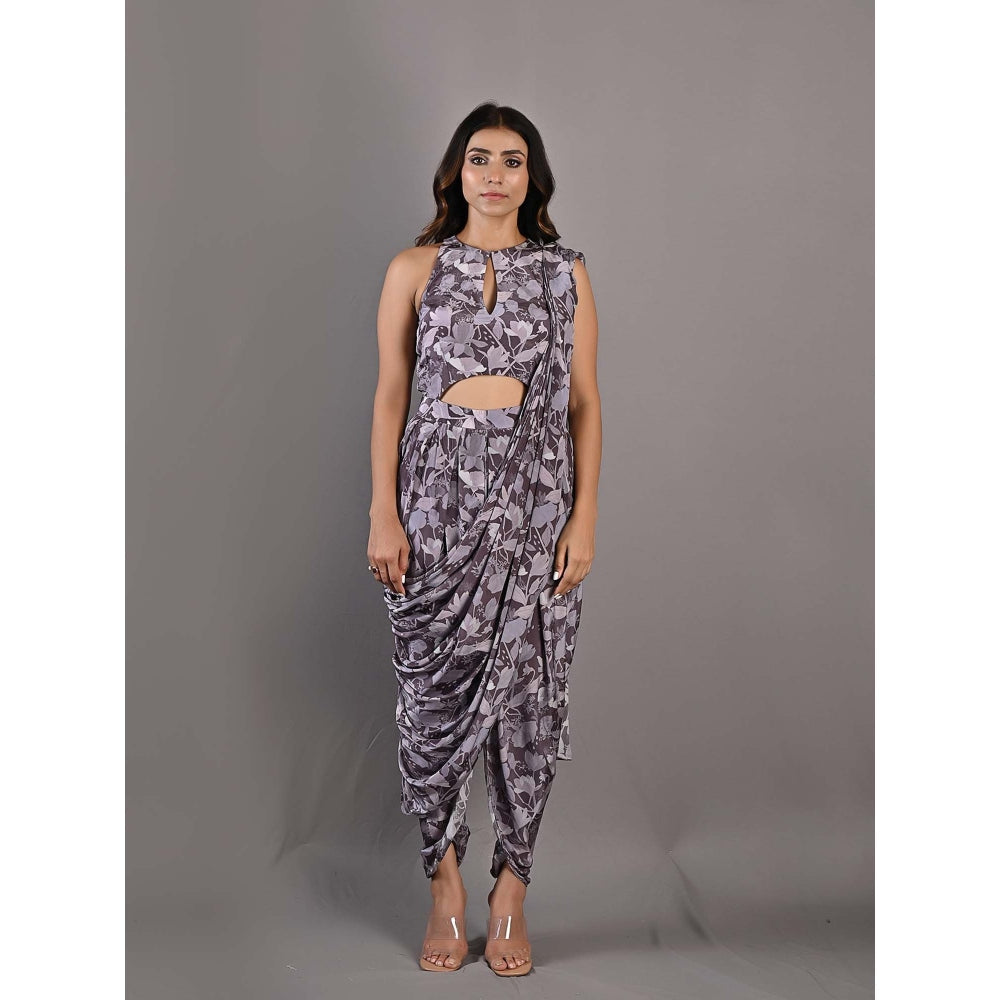 Bohame Camellia Purple & Mauve Concept Saree with Stitched Blouse