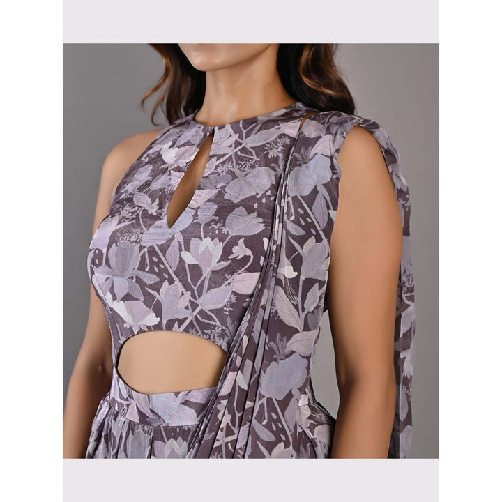 Bohame Camellia Purple & Mauve Concept Saree with Stitched Blouse
