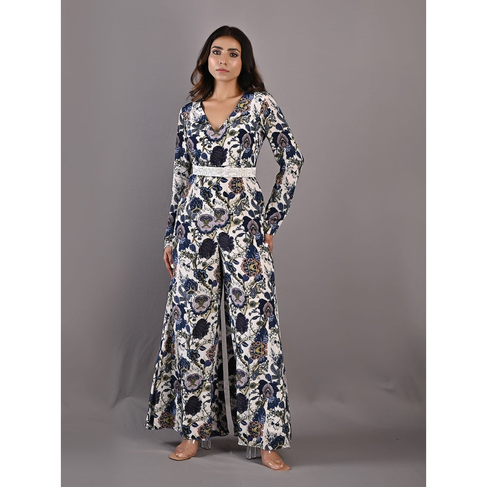Bohame Dahlia Multi & Off White Jumpsuit with Embroidered Belt (Set of 2)