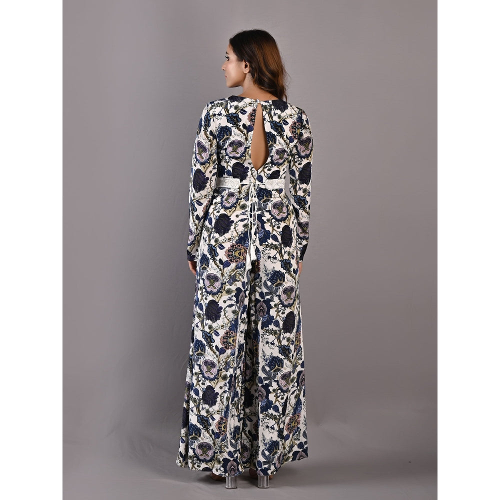 Bohame Dahlia Multi & Off White Jumpsuit with Embroidered Belt (Set of 2)