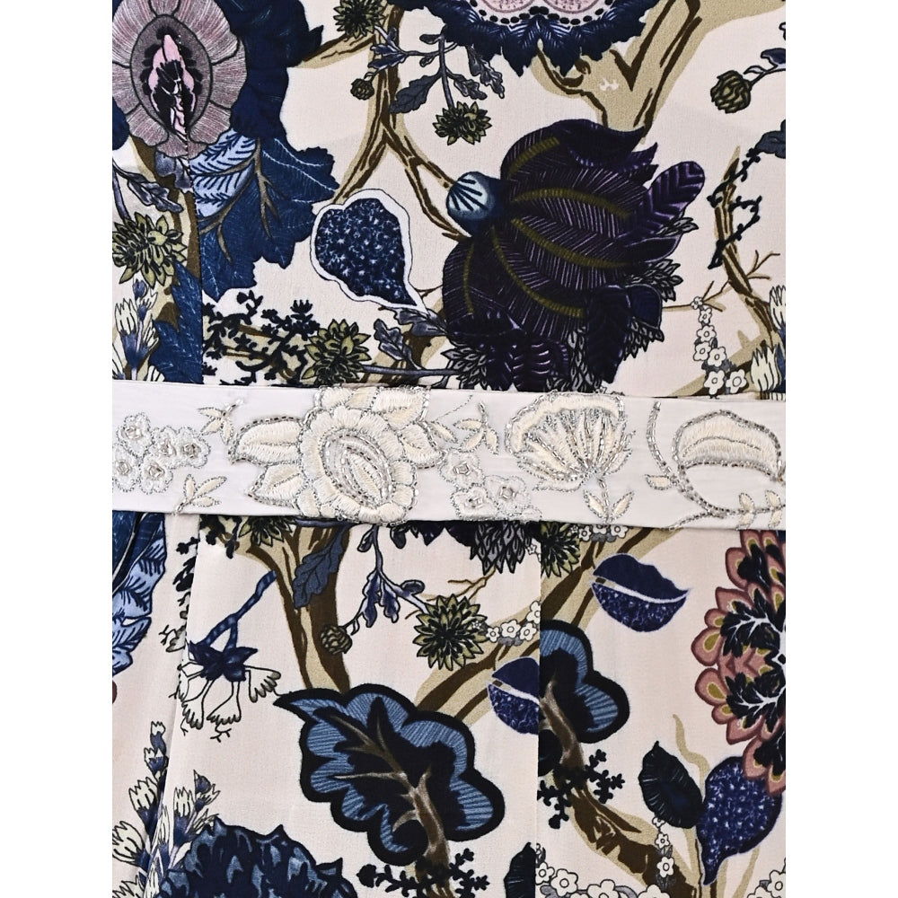 Bohame Dahlia Multi & Off White Jumpsuit with Embroidered Belt (Set of 2)