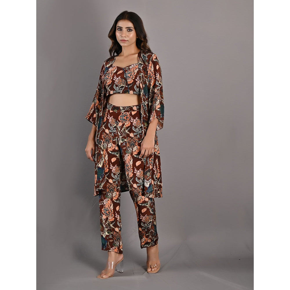 Bohame Elestren Multi & Maroon Co-Ord (Set of 3)