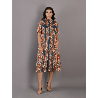 Bohame Roisin Multi & Maroon Shirt Dress