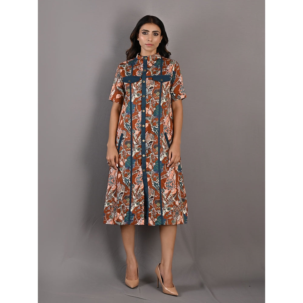 Bohame Roisin Multi & Maroon Shirt Dress