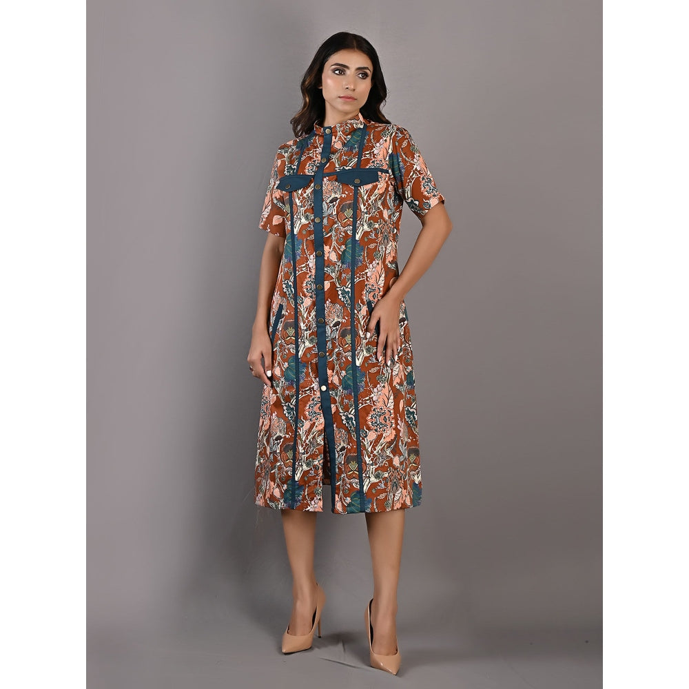 Bohame Roisin Multi & Maroon Shirt Dress