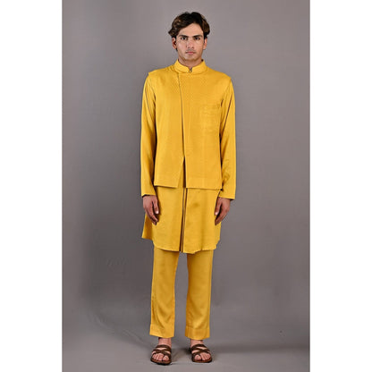 Bohame Kai Mustard Kurta with Nehru Jacket (Set of 3)