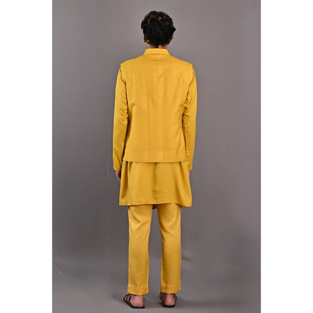 Bohame Kai Mustard Kurta with Nehru Jacket (Set of 3)