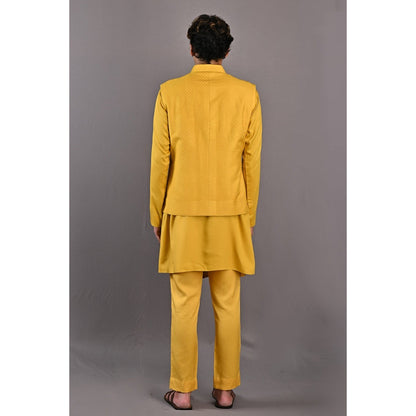 Bohame Kai Mustard Kurta with Nehru Jacket (Set of 3)