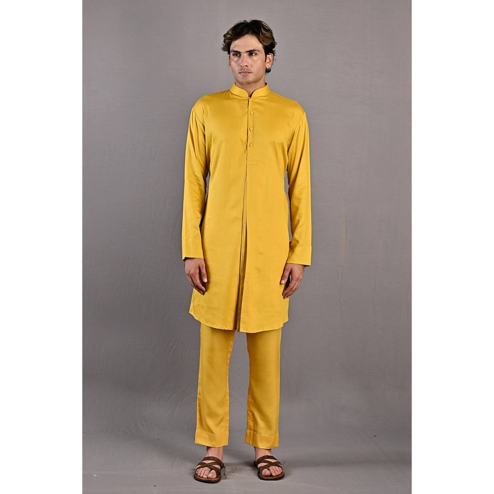 Bohame Kai Mustard Kurta with Nehru Jacket (Set of 3)